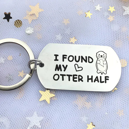 Couple Keychain Gift with Otter Design Jewelry