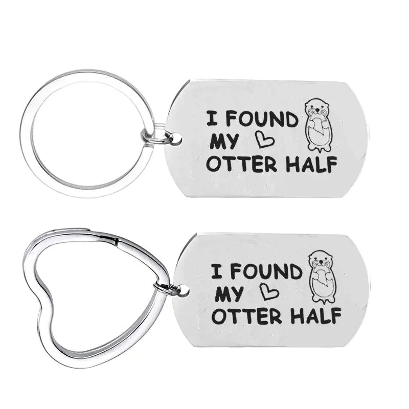 Couple Keychain Gift with Otter Design Jewelry