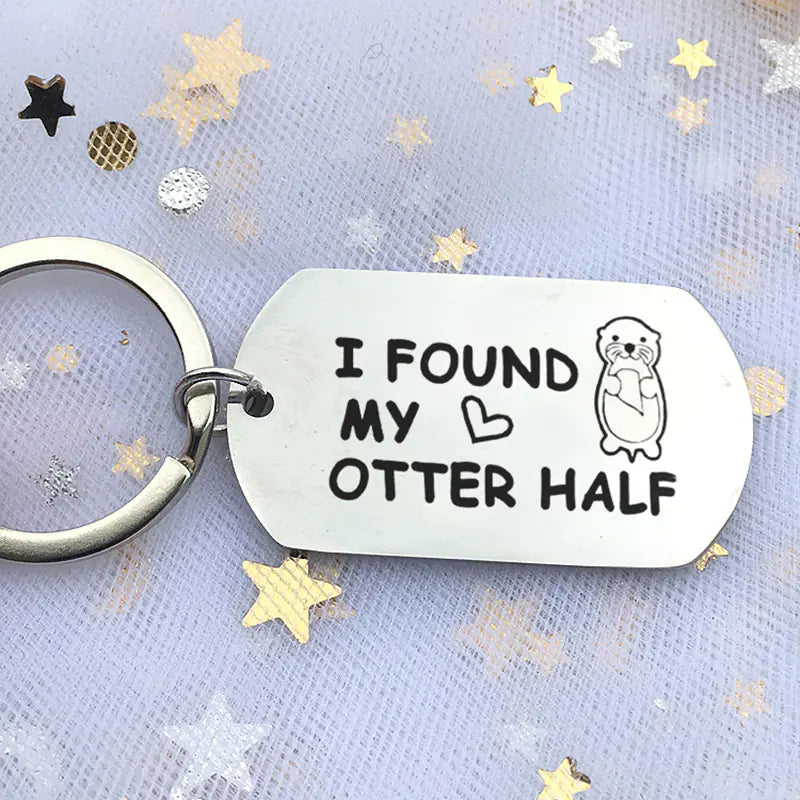 Couple Keychain Gift with Otter Design Jewelry